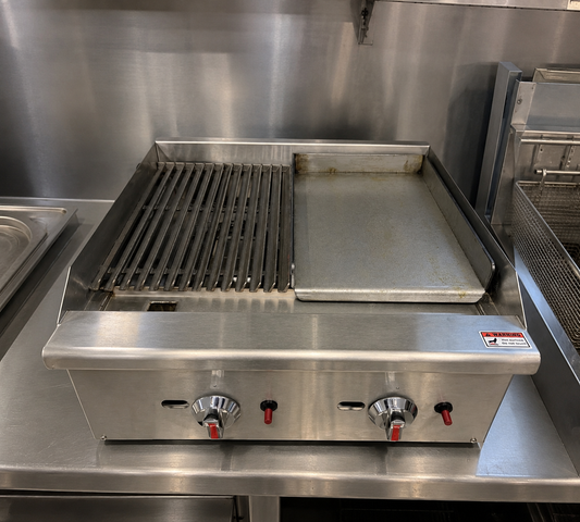 Gas Countertop Charbroiler Dual Control Heavy Duty Stainless Steel Grill
