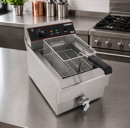 Hamoki Commercial Countertop Electric Fryer 11.5 Litre with Drain Tap