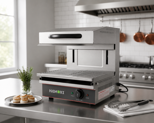 Electric Salamander Grill ES-2800L Adjustable Height Countertop Cheese Melter Stainless Steel