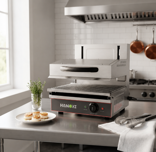 Electric Salamander Grill ES-2800L Adjustable Height Countertop Cheese Melter Stainless Steel