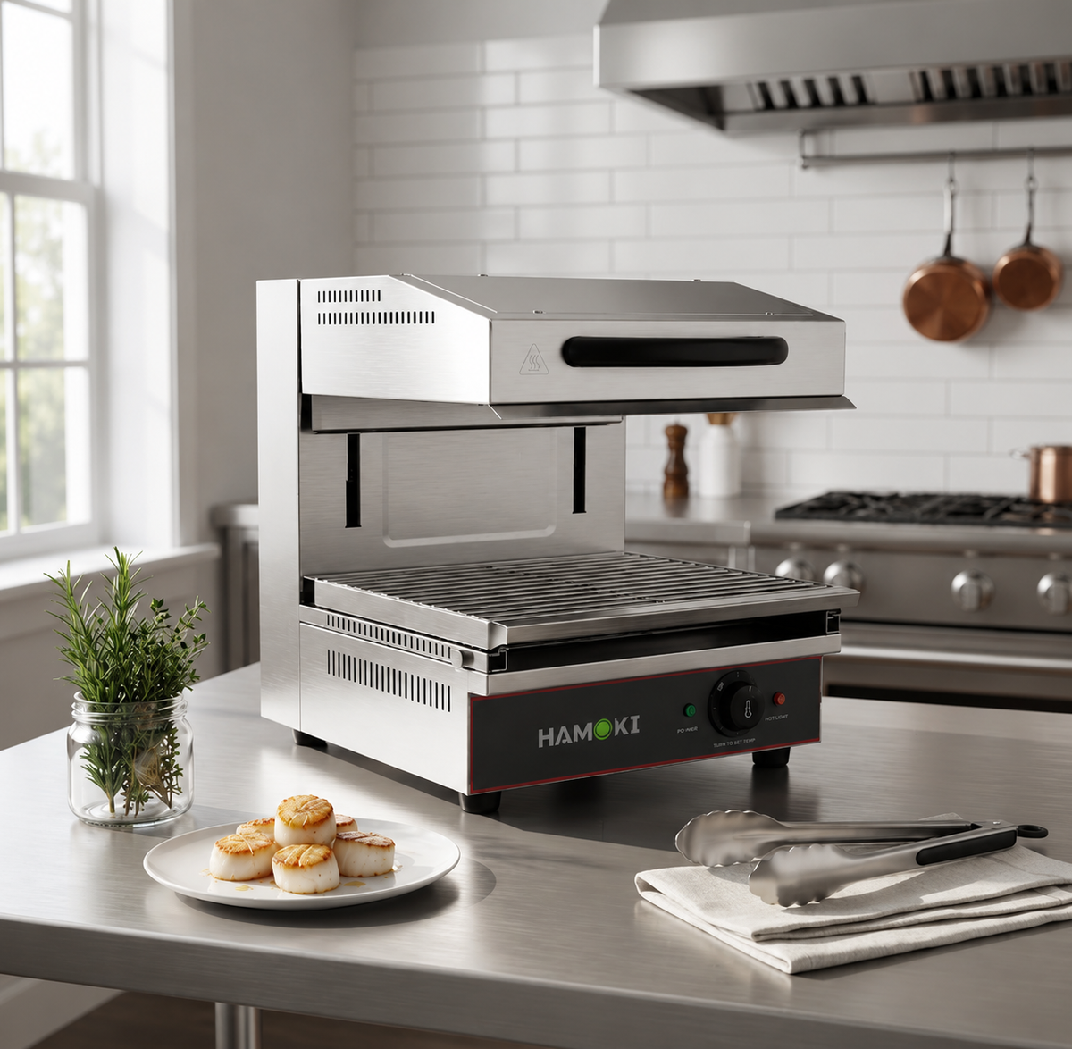 Electric Salamander Grill ES-2800L Adjustable Height Countertop Cheese Melter Stainless Steel