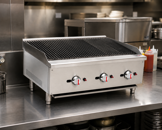 Gas Countertop Charbroiler Triple Control Heavy Duty Stainless Steel Grill