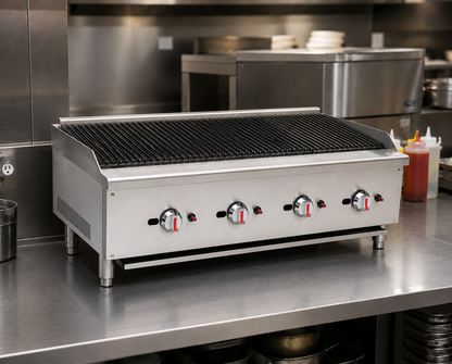Gas Countertop Charbroiler Quad Control Heavy Duty Stainless Steel Grill