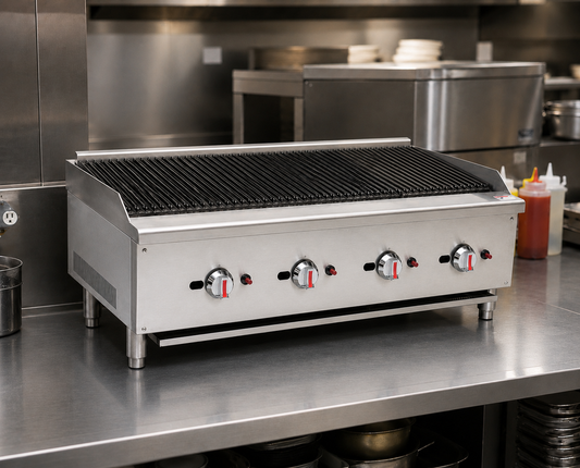 Gas Countertop Charbroiler Quad Control Heavy Duty Stainless Steel Grill