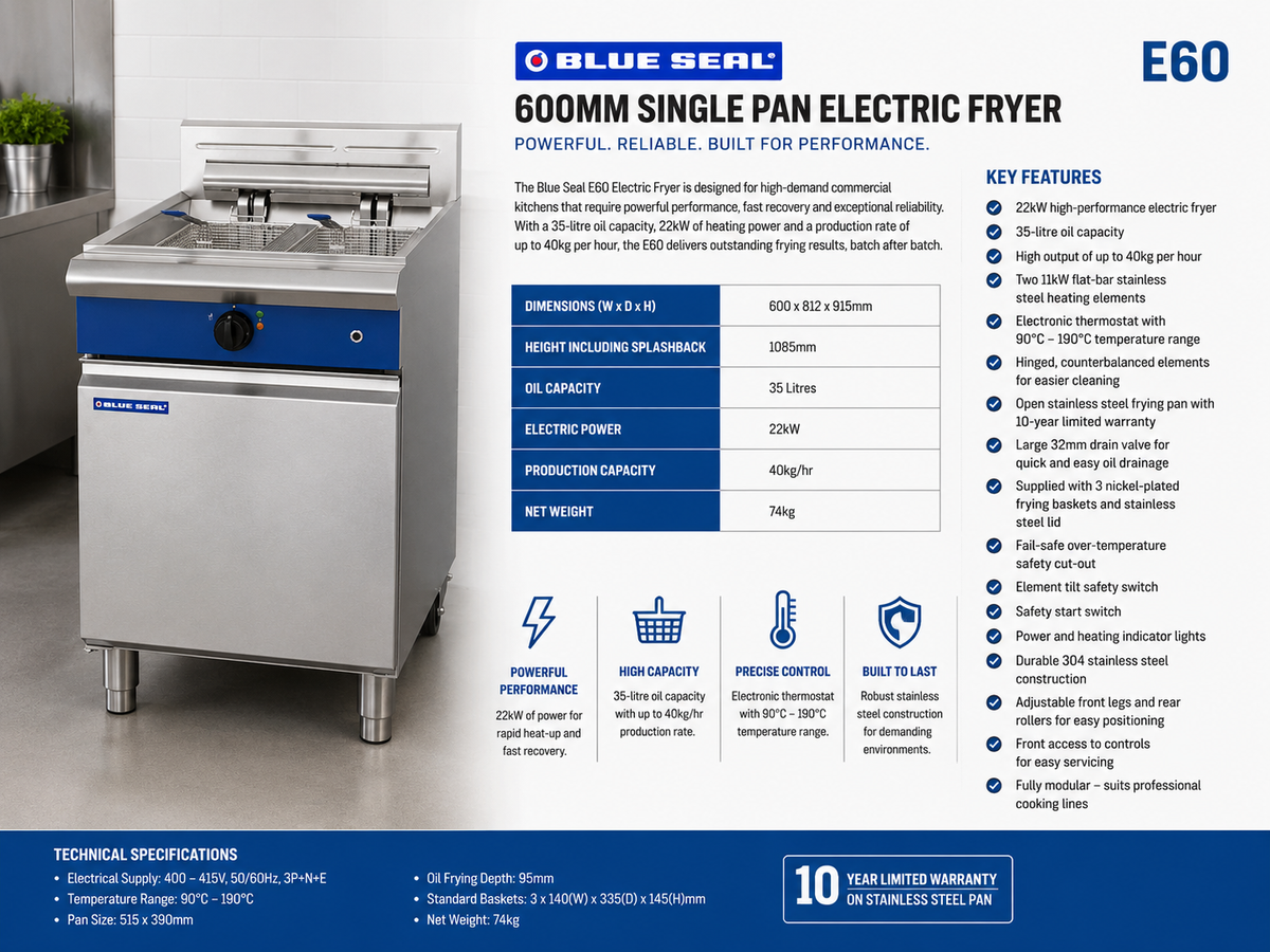 Blue Seal Single Pan Electric Fryer 600mm