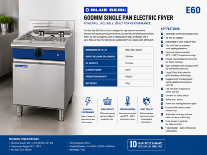 Blue Seal Single Pan Electric Fryer 600mm