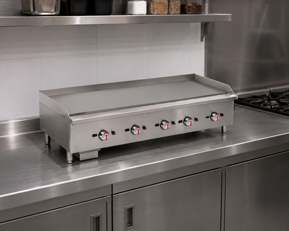 Commercial Gas Countertop Chrome Plated Griddle