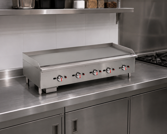 Commercial Gas Countertop Chrome Plated Griddle