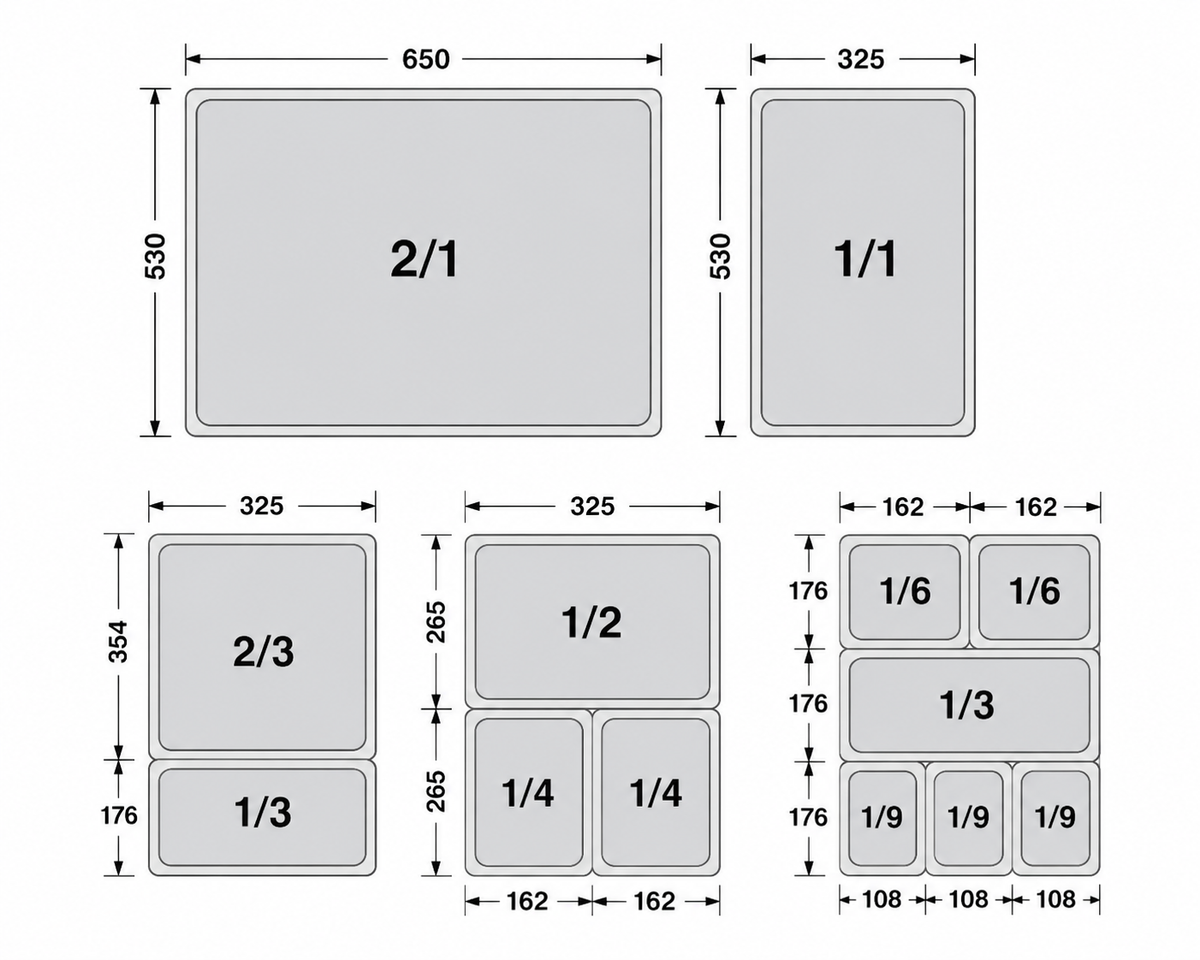 Stainless Steel Gastronorm Pan GN 1/3 (1 box/18 units)