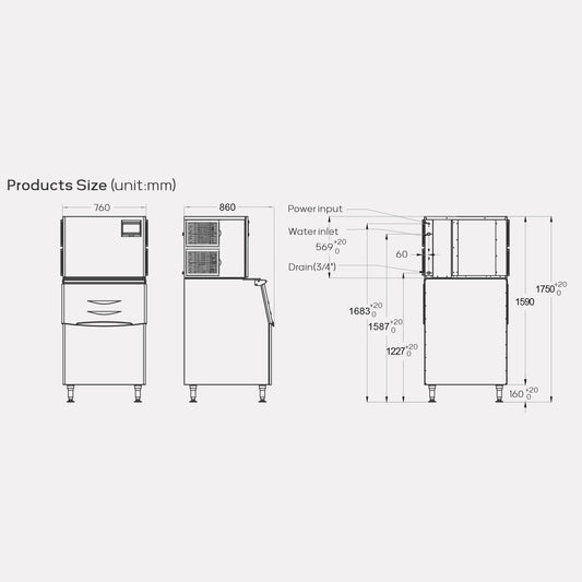 281011 - Cube Ice Machine 455kg (HAM-455K)