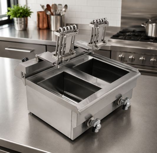Commercial Countertop Electric Fryer Twin Tank 2 × 9.5 Litre with Drain Taps