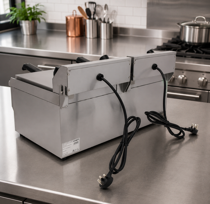 Commercial Countertop Electric Fryer Twin Tank 2 × 9.5 Litre with Drain Taps