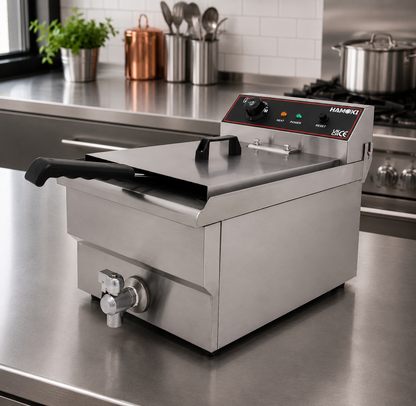 Hamoki Commercial Countertop Electric Fryer 11.5 Litre with Drain Tap