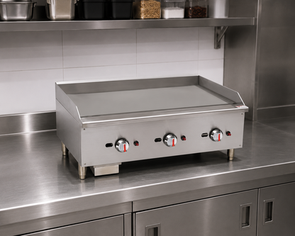 Commercial Gas Countertop Chrome Plated Griddle