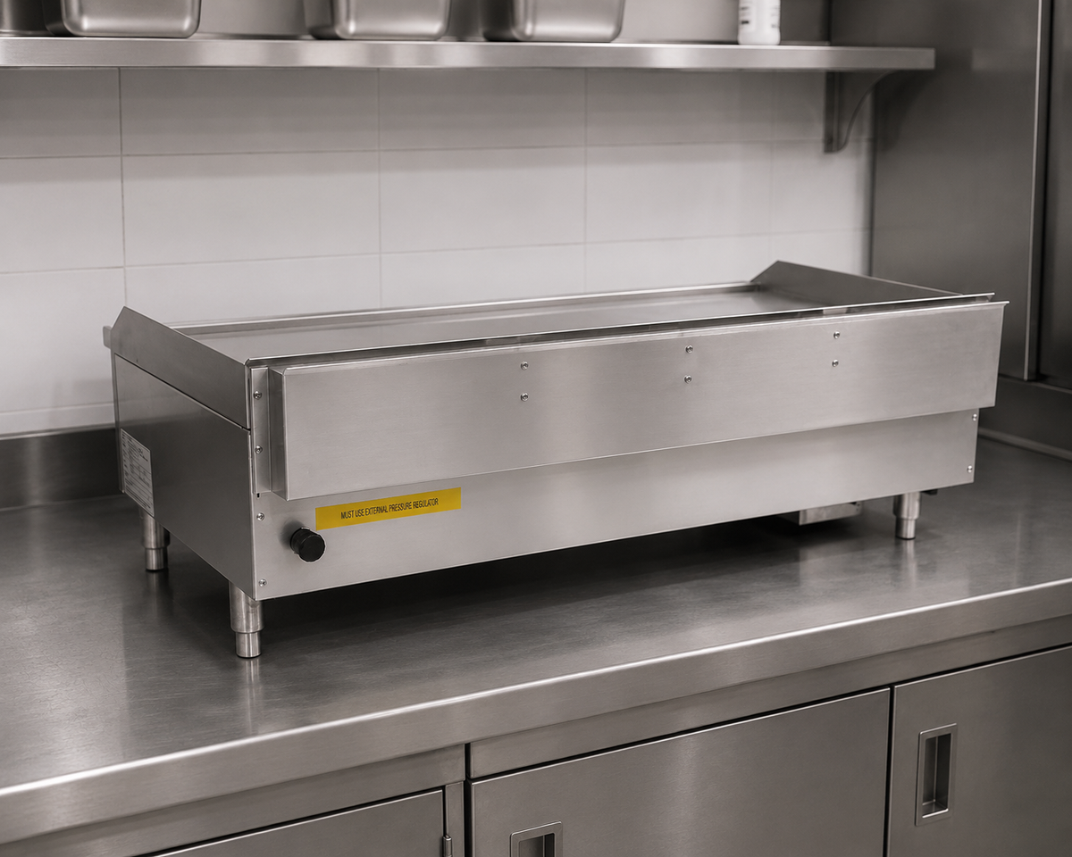 Commercial Gas Countertop Chrome Plated Griddle