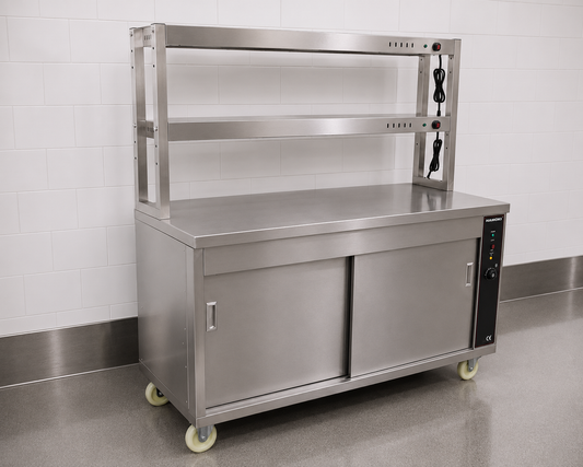 Commercial Food Warmer Cart with 2 Tier Heated Gantry