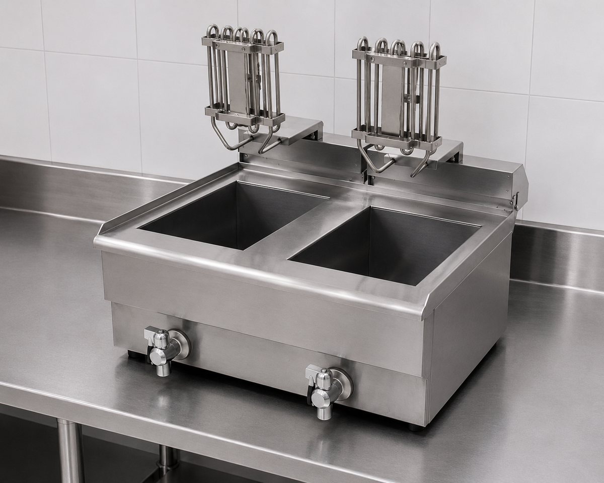 Hamoki Commercial Countertop Electric Fryer Twin Tank 2 × 11.5 Litre with Drain Taps