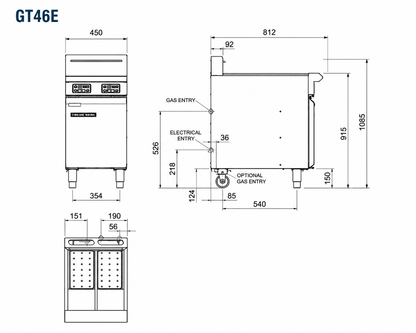 Blue Seal GT46E Vee Ray Twin Pan Gas Fryer 450mm – 2 x 13L
