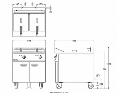 Lincat Opus 800 OE8113 Twin Tank Electric Fryer 600mm – 2 x 15L