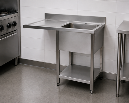 Commercial Stainless Steel Dishwasher Sink with Left-Hand Drainer