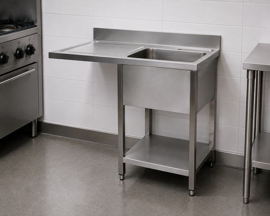 Commercial Stainless Steel Dishwasher Sink with Left-Hand Drainer