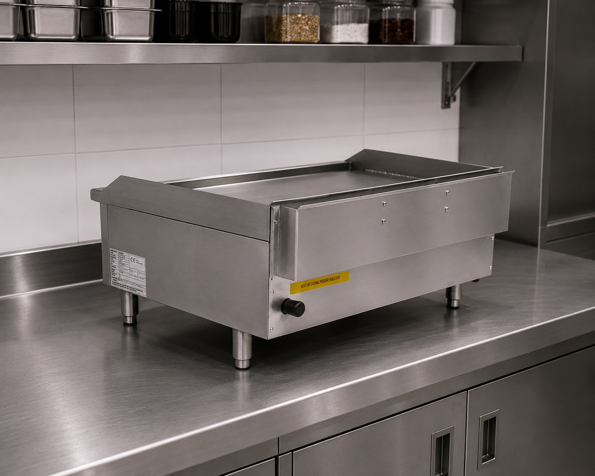 Commercial Gas Countertop Chrome Plated Griddle