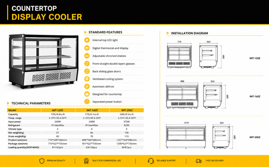 Commercial Countertop Display Fridge Glass Display Cooler