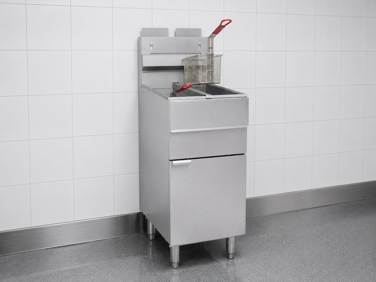 Hamoki GF120T Commercial 4 Burner Twin Tank Gas Fryer with Twin Baskets