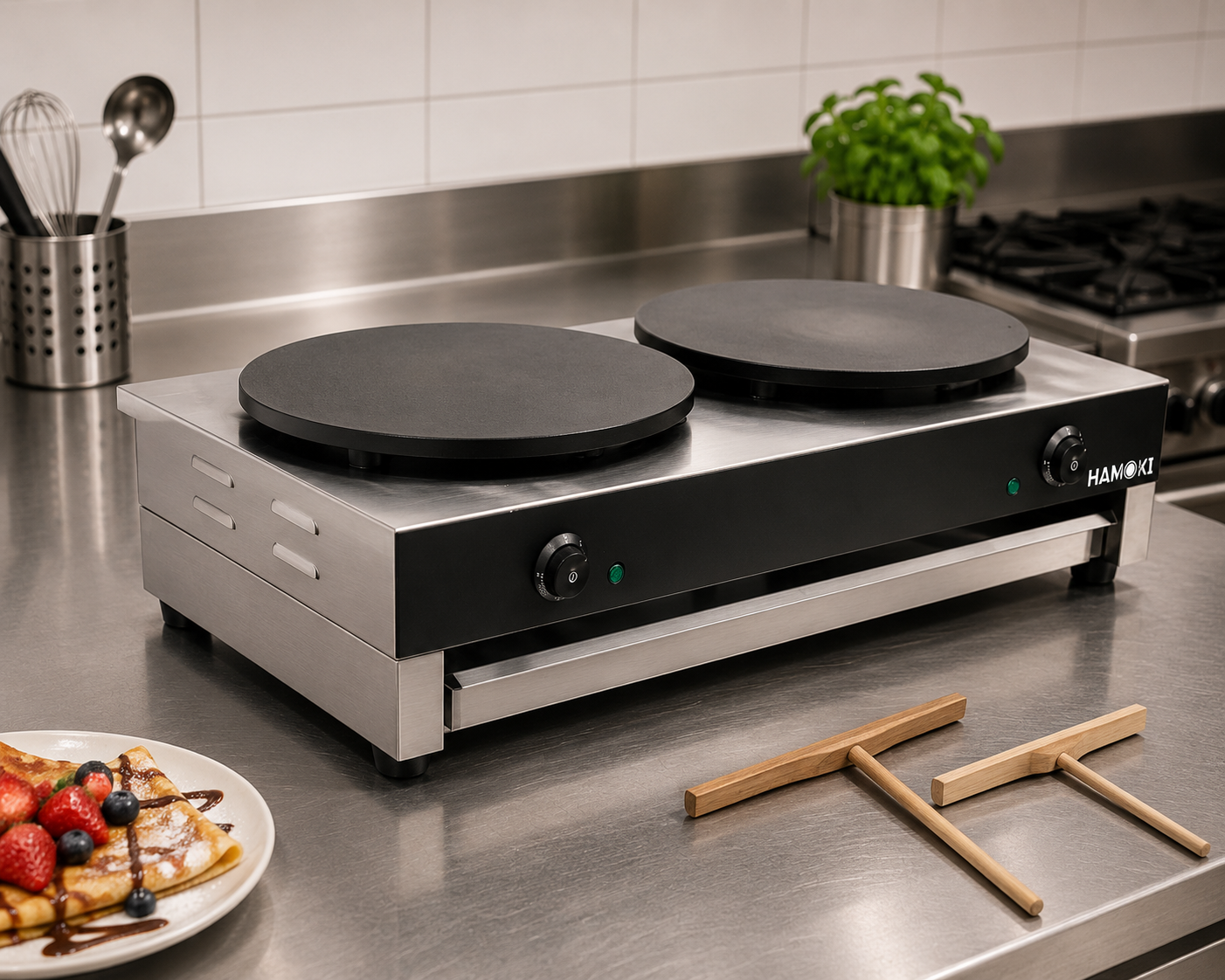 Commercial Electric Crepe Maker – Twin 400mm Crepe Plates