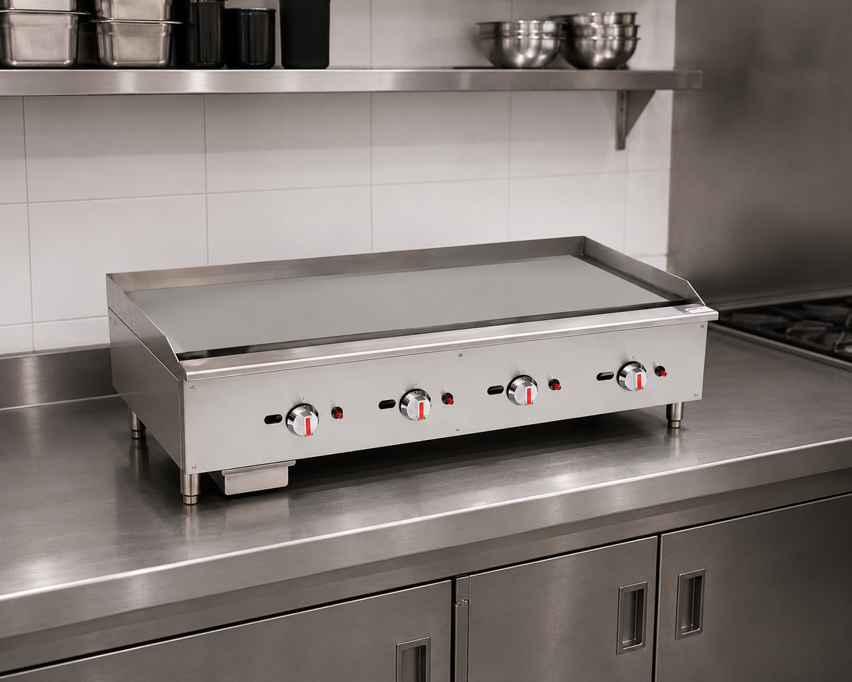 Commercial Gas Countertop Chrome Plated Griddle