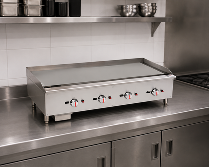Commercial Gas Countertop Chrome Plated Griddle