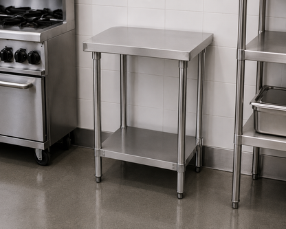 Commercial Stainless Steel Prep Table with Undershelf – No Backsplash