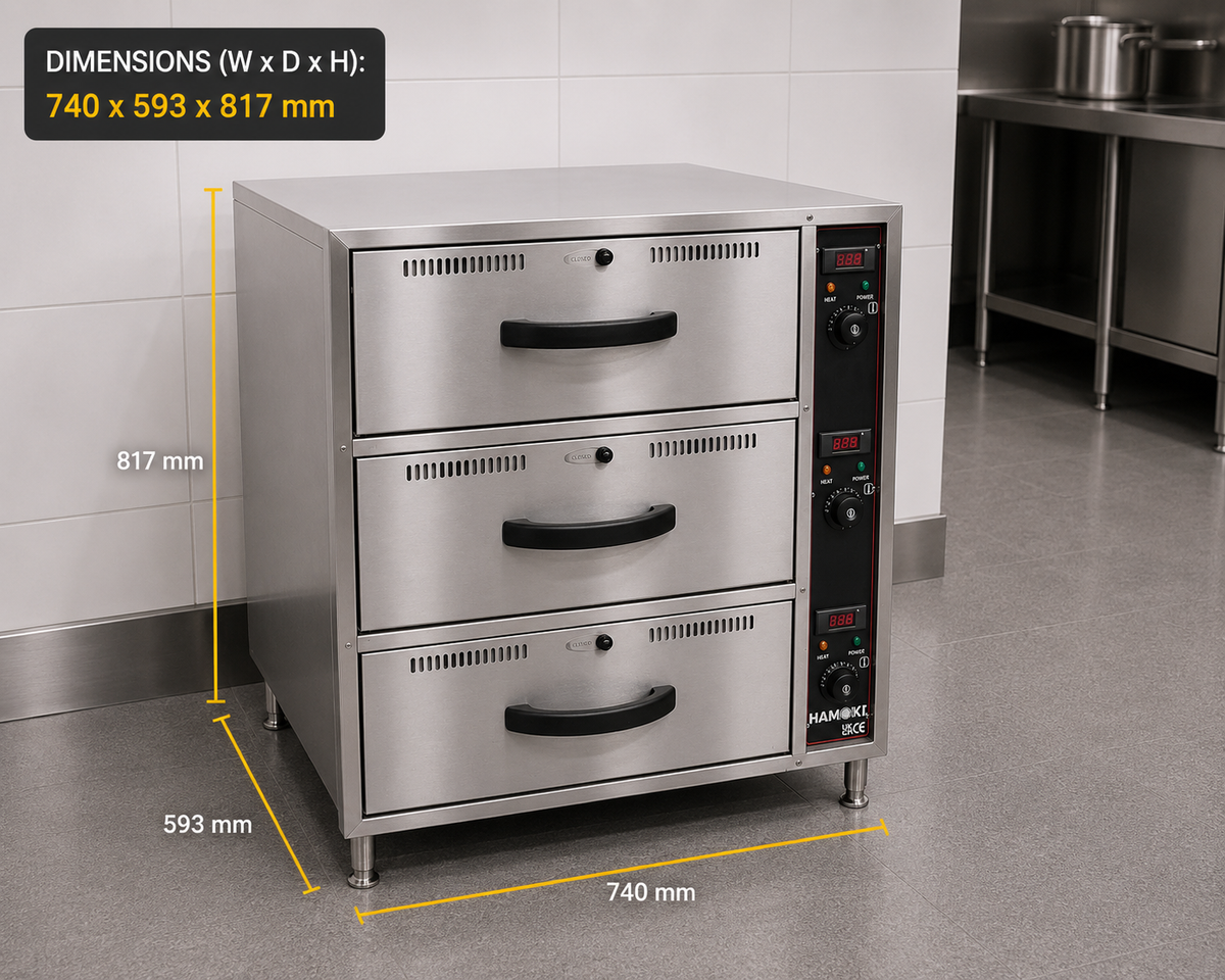 Commercial Dry Heat Food Warmer Drawer with 3 Drawers