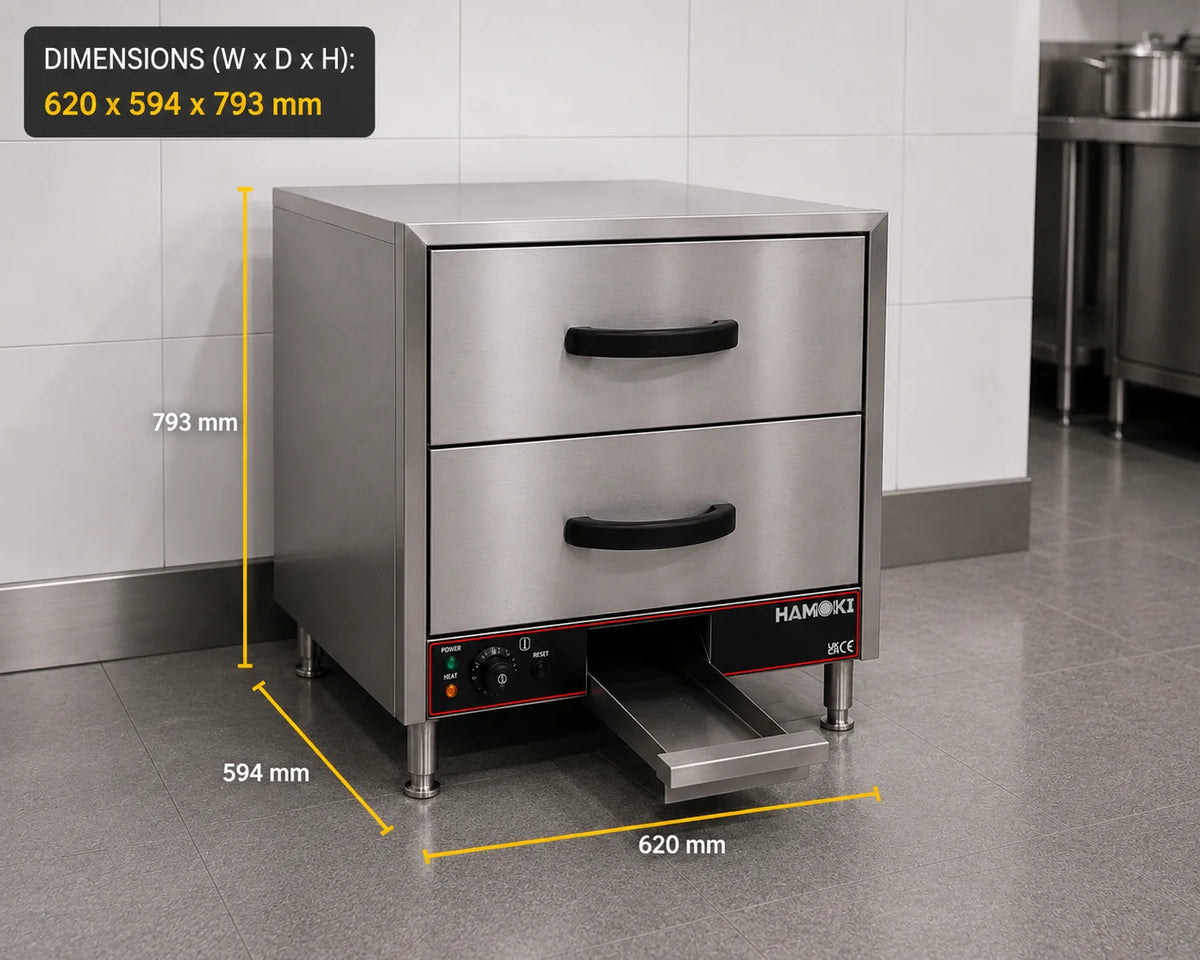 Commercial Wet Heat Food Warmer Drawer with 2 Drawers