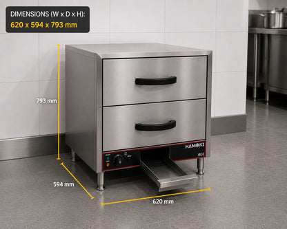 Commercial Wet Heat Food Warmer Drawer with 2 Drawers
