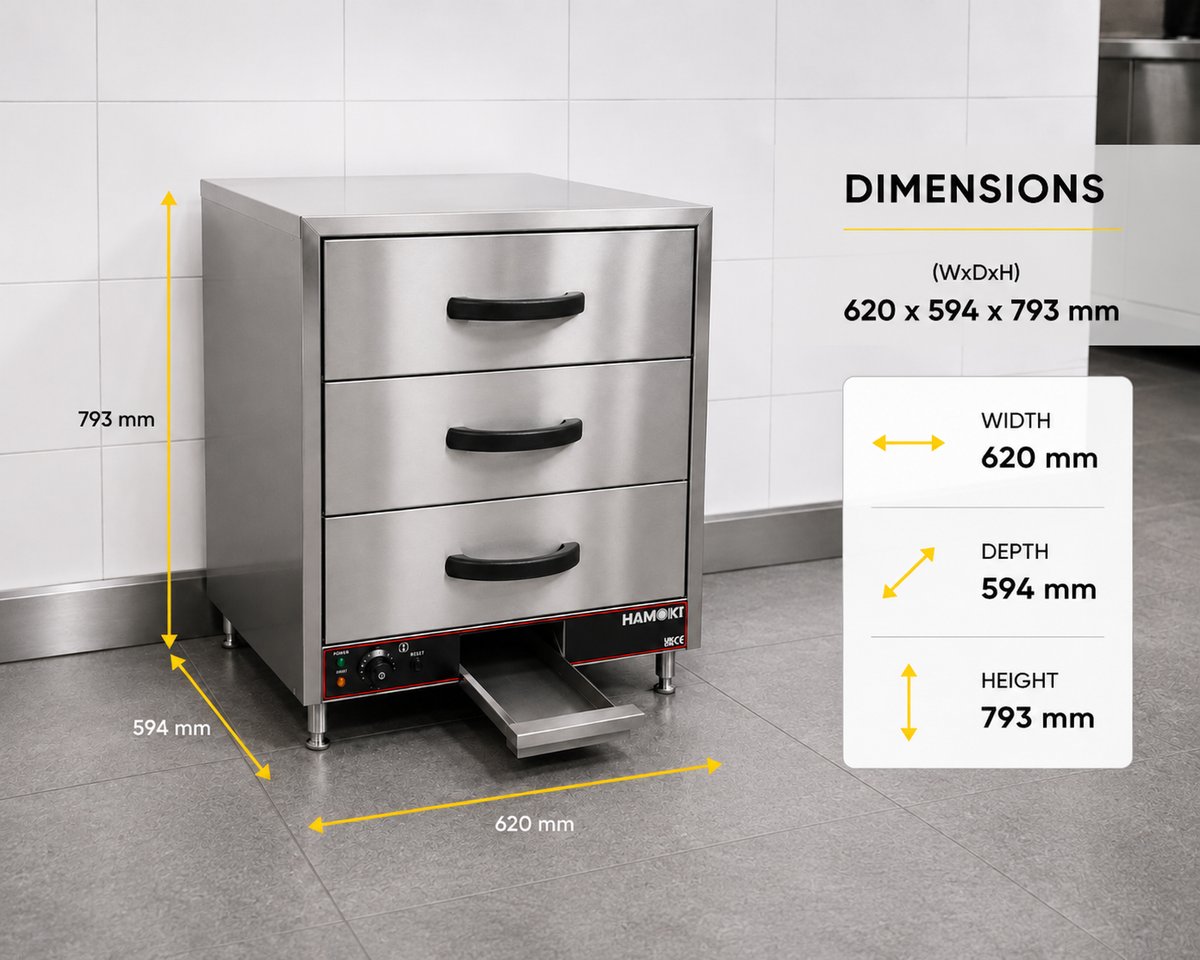 Commercial Wet Heat Food Warmer Drawer with 3 Drawers