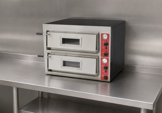 Double 0–500°C Deck Commercial Electric Pizza Oven with Hearthstone