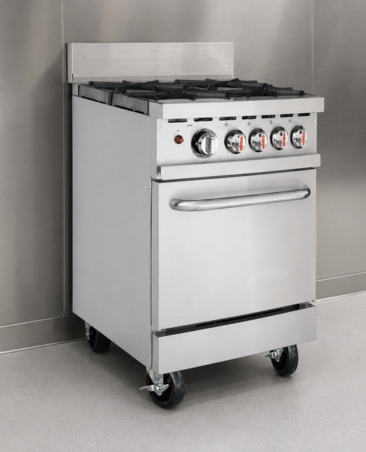 Hamoki 4 Burner Commercial Gas Oven Range with Static Oven – Natural Gas/LPG