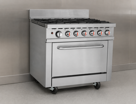 Hamoki Commercial Gas Range with 6 Burners and Oven