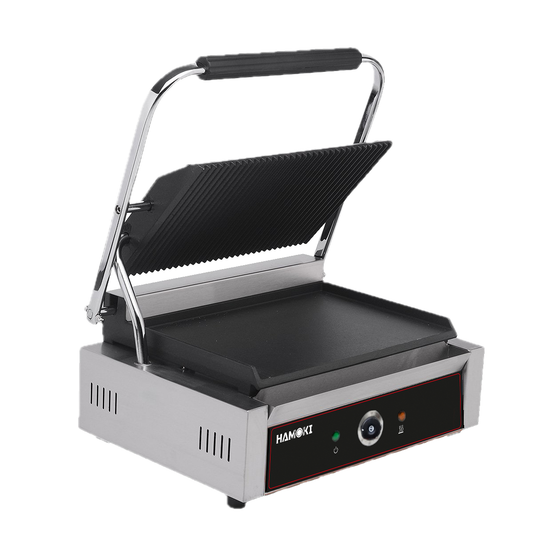 101016 - Contact Grill Single / Ribbed Top and Smooth Bottom