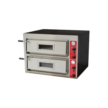 Double 0–500°C Deck Commercial Electric Pizza Oven with Hearthstone