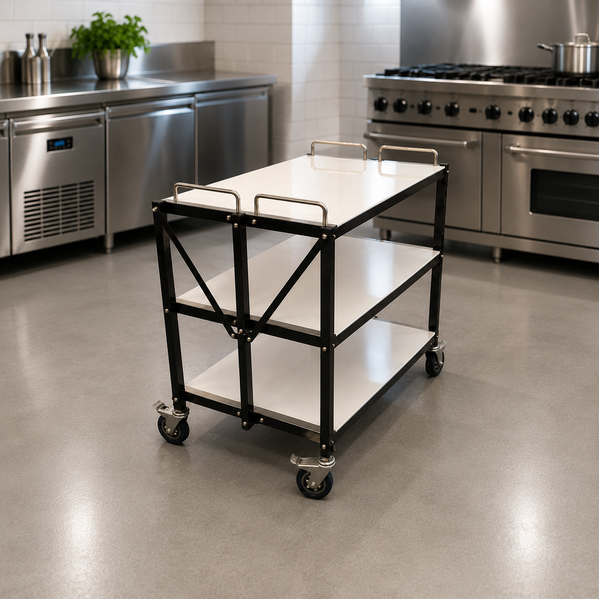 3 Tier Foldable Service Trolley