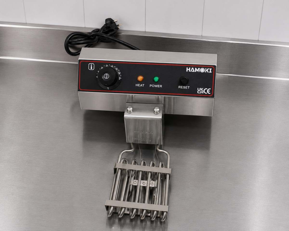 Hamoki Commercial Countertop Electric Fryer Twin Tank 2 × 11.5 Litre with Drain Taps