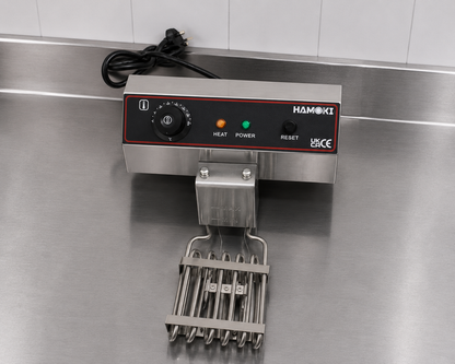 Hamoki Commercial Countertop Electric Fryer Twin Tank 2 × 11.5 Litre with Drain Taps