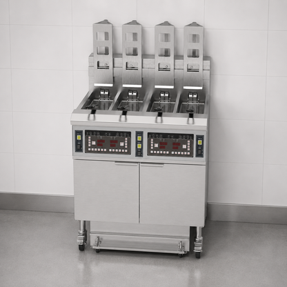 Commercial Electric Auto-Lift Open Fryer 4 × 13 Litre with Oil Filtration