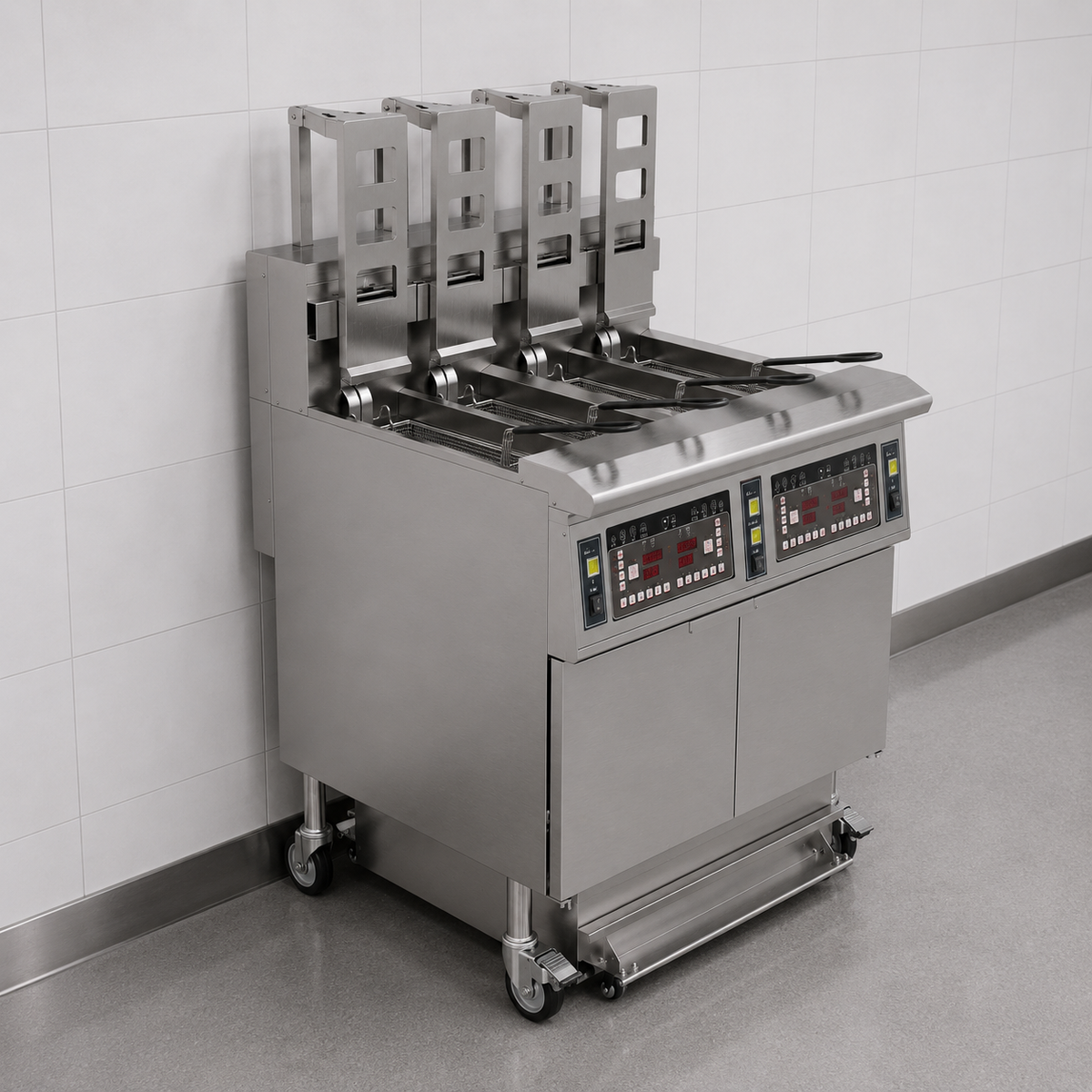 Commercial Electric Auto-Lift Open Fryer 4 × 13 Litre with Oil Filtration