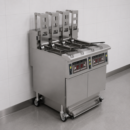 Commercial Electric Auto-Lift Open Fryer 4 × 13 Litre with Oil Filtration