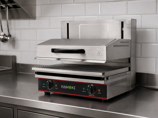 Electric Salamander Grill ES-4000L Adjustable Height Countertop Cheese Melter Stainless Steel