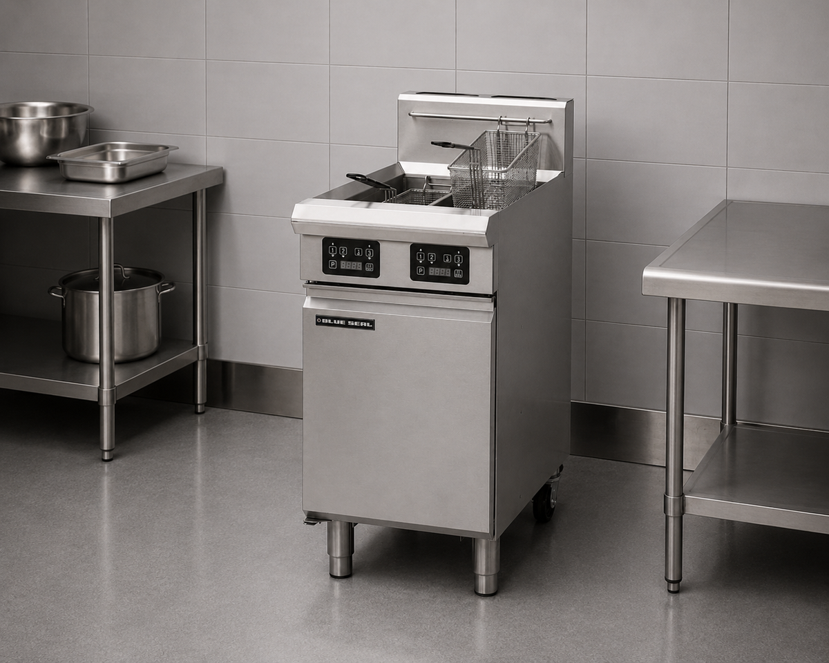 Blue Seal GT46E Vee Ray Twin Pan Gas Fryer 450mm – 2 x 13L