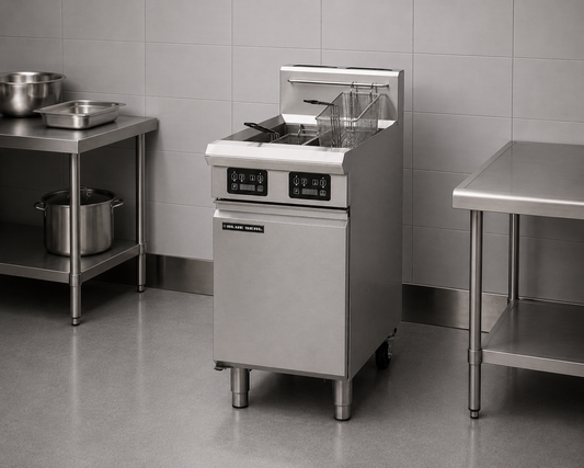 Blue Seal GT46E Vee Ray Twin Pan Gas Fryer 450mm – 2 x 13L